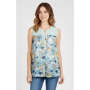 Hannah Floral Sleeveless blouse Turquoise Size XL